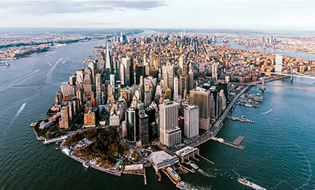 빽빽한 고층 빌딩 가득한 뉴욕, 점점 가라앉는다